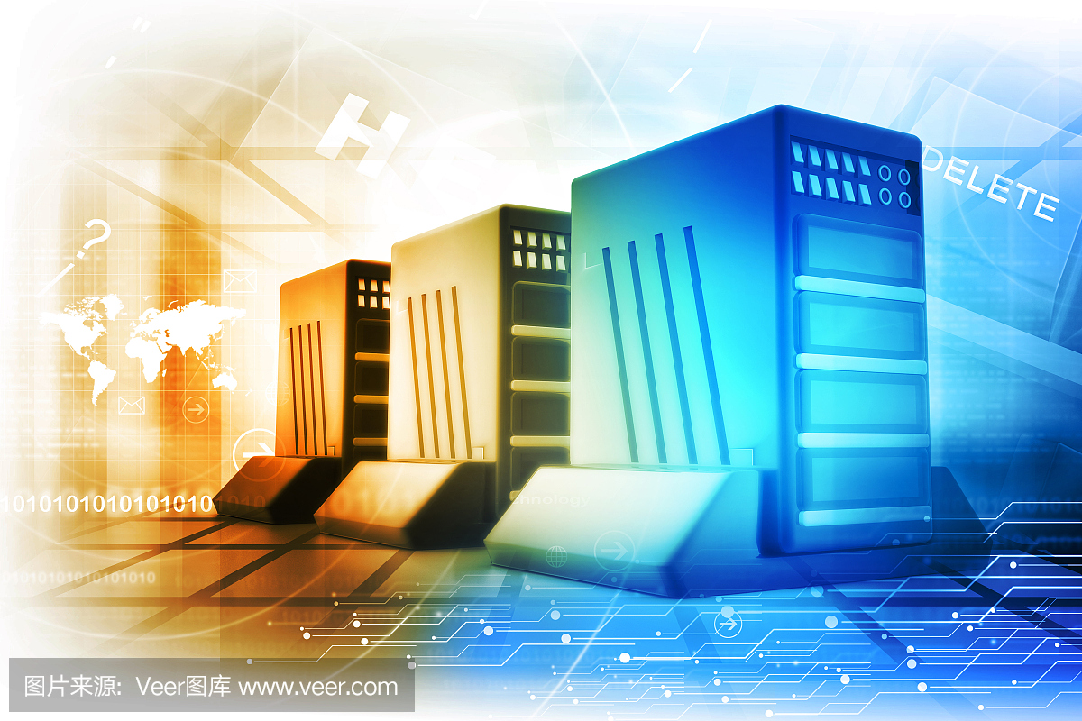 現代服務器的數字插圖