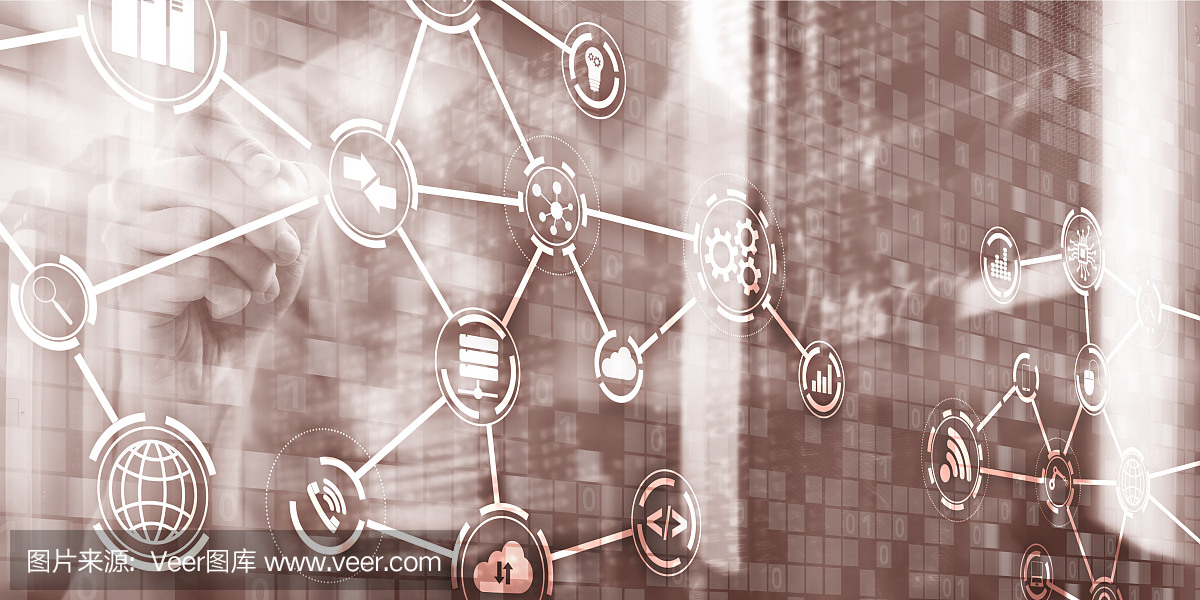 數字概念物聯網信息和電信技術?；旌厦襟w。