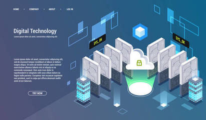 大數(shù)據(jù)處理、等距數(shù)據(jù)中心、矢量信息處理和存儲(chǔ)的概念。具有抽象幾何元素的創(chuàng)造性插圖